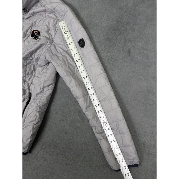 Cutter & Buck Jacket Mens Small Gray Quilted Puffer Hooded Chicago Bears - Picture 9 of 13